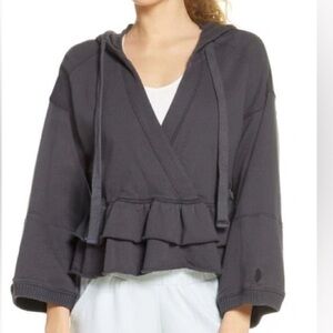 Free People Movement by Free People Swept Away Navy French Hoodie Size Large